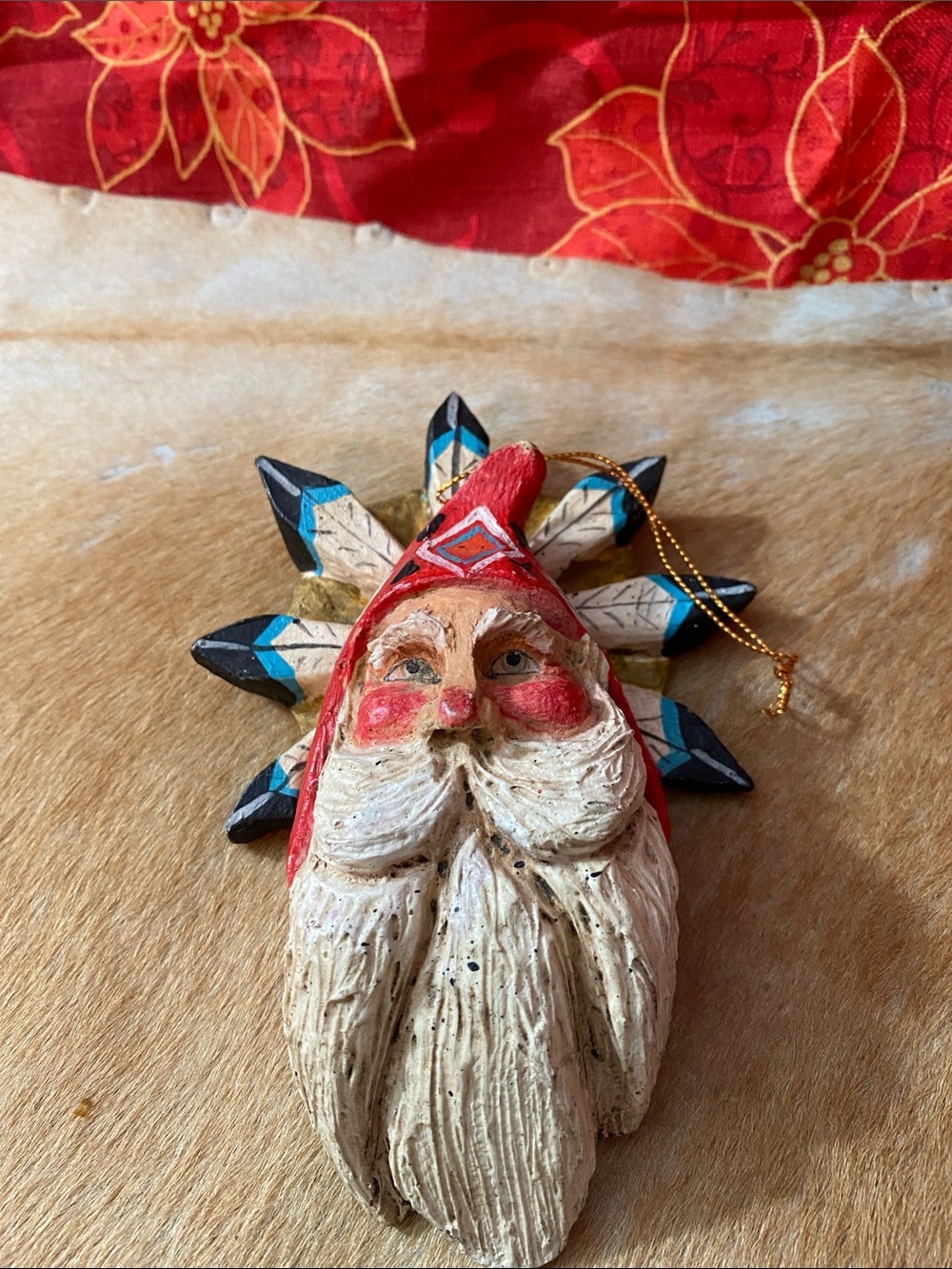 December Sky Spirit 1991 Red Santa Face Ornament to